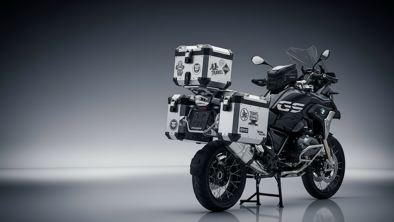 Motocicleta com acessórios Bráz